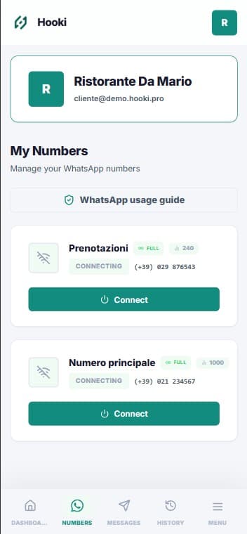 Hooki Pro client portal — self-service QR scanning on mobile