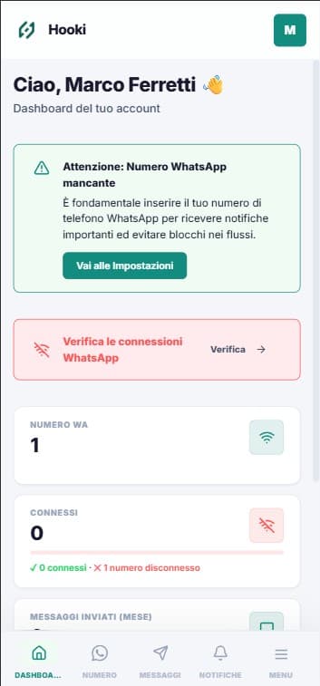 Dashboard Hooki Pro — maker, sessione connessa