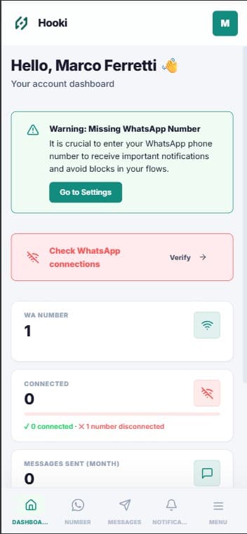 Hooki Pro dashboard — maker, connected session